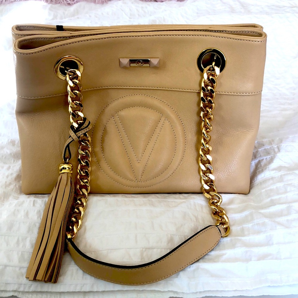 Authentic Valentino Tan Leather Shoulder Bag